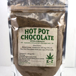 Make your own cannabis infused hot chocolate. Each bag contains 1000mg THC. Recommended dose... Blend 1-3 teaspoons of hot chocolate mix to one cup of hot milk (totalling 20mg THC for 1 tsp, 40mg THC for 2 tsp or 60mg THC for 3 tsp) stir and enjoy. You've just discovered Hot Pot Chocolate from EZ Baked. This totally awesome drink mix is not for the faint of heart. It is potent yet creamy and delicious. One of the most enjoyable ways to medicate yourself. Using 3 teaspoons to 3 tablespoons with one cup of hot milk can vary the potency from strong to EXTRA strong! Medicate your friends and family the EZ Baked way!!